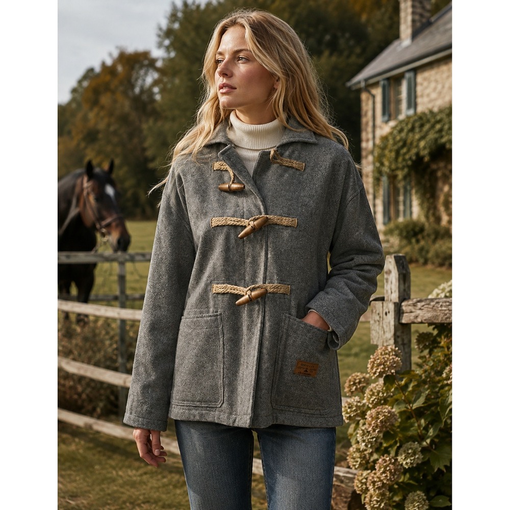Ralph Lauren Gray Wool Toggle Coat Jacket Heritage Equestrian XS